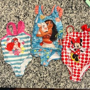 Disney Minnie, Moana and Ariel 2T bathing suits